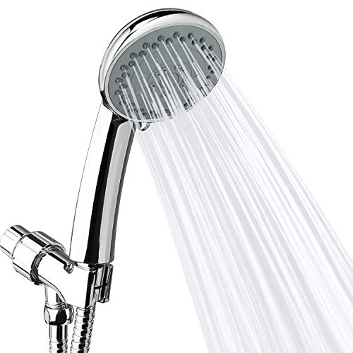 Product Cover High Pressure Shower Head, UBEGOOD 5 Spray Settings Professional Hand Held Shower Head with 60 Inch Hose, Adjustable Bracket, Easy to install, Chrome