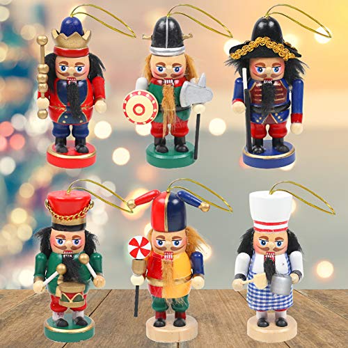 Product Cover 3 otters Christmas Nutcracker Ornaments Set, 6PCS Collectible Wooden Christmas Nutcracker for Christmas Decor, 4 Inch Tall