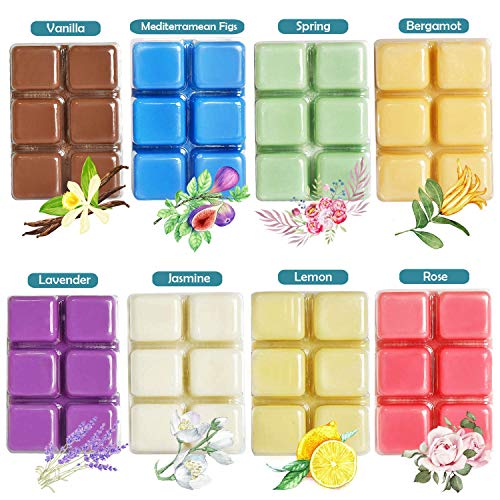 Product Cover YCYH Scented Wax Melts -Set of 8 (2.5 oz) Assorted Wax Warmer Cubes/Tarts - Jasmine, Rose, Bergamot, Fig, Vanilla, Lemon, Spring, Lavender