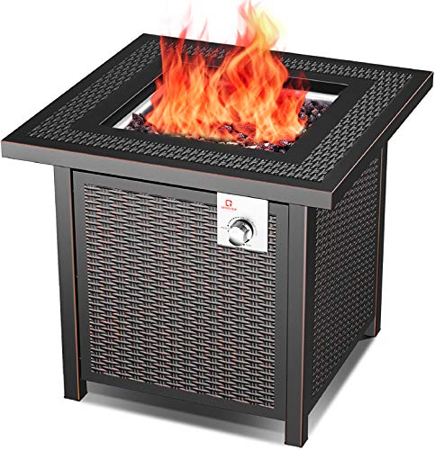 Product Cover OT QOMOTOP Outdoor Propane Fire Pit Table, 28 Inch 50,000 BTU Gas Fire Table with Auto-Ignition and CSA Certification Approval, Suitable for Using on The Stone/Marble/Wooden Floor and Grassland