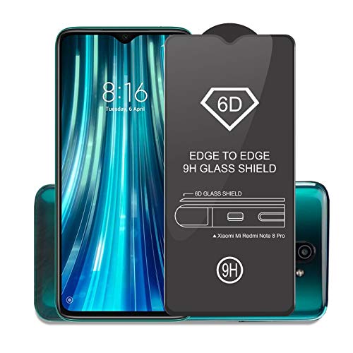 Product Cover Affix Premium Edge to Edge Tempered Glass Screen Protector for Xiaomi Mi Redmi Note 8 Pro with Easy Installation Kit (Black) [Pack of 1]