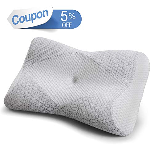 Product Cover Mkicesky Memory Foam Neck Pillow for Sleeping, Side Sleeper Cervical Contour Pillow for Side/Back/Stomach Sleeper, Ergonomic Orthopedic Bed Pillow Relief Neck & Shoulder Pain - Gray