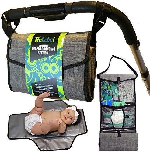 Product Cover Portable Changing Pad with Convertible Shoulder/Stroller Straps and Pockets for Wipes & Diapers Complete Compact Baby Diapering Station for Travel