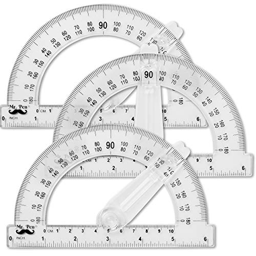 Product Cover Mr. Pen- Protractor, 6 Inch Protractor with Arm, Pack of 3, Protractor for Geometry, Protractor Ruler, Drafting Tools, Protractor with swing arm, Protractors Classroom, Protactor 6 Inch, Math Geometry