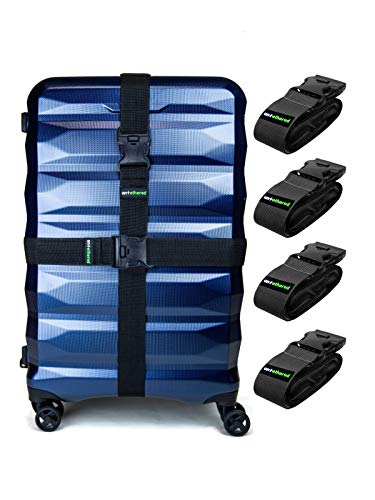 Product Cover Untethered 4-Pack Luggage Straps | Belts to Keep Your Suitcase Secure While Traveling, Premium Accessory for Travel Bag Closure.