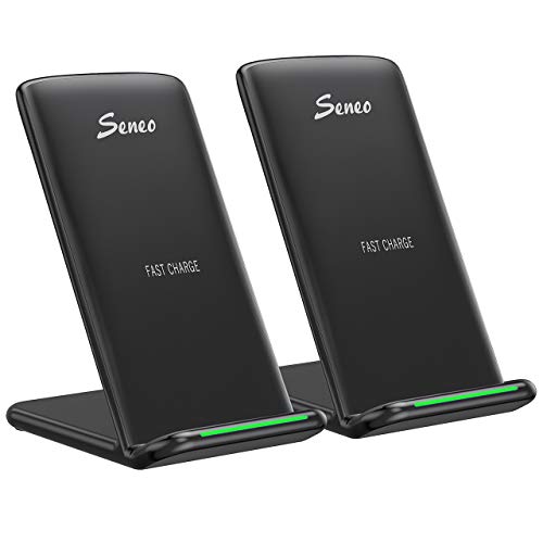 Product Cover Seneo Wireless Charger, [2 Pack] Qi-Certified Fast Wireless Charger, 10W Charging Stand for Galaxy S10/S10+/S9/S9+/Note 10/9/8, 7.5W Fast Charging for iPhone 11/11 Pro Max/XR/XS/X/8/Plus (No Adapter)
