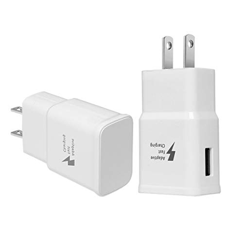 Product Cover MBLAI Adaptive Fast Charging Wall Charger Compatible with Samsung Galaxy Note9 / Note8 / Note5 / S10 / S9 / S8 / S7 / S6 Plus, Galaxy S8 Active and More (2 Pack) (White)