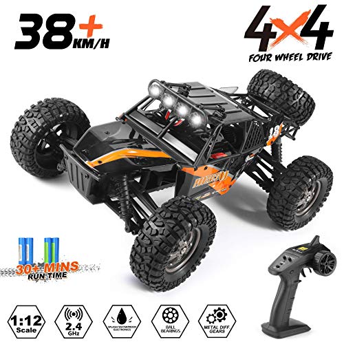 Product Cover Remote Control Car,1:12 Scale 4x4 RC Cars Protector 38+ kmh High Speed, 2.4 GHz All Terrain Off-Road RC Truck Included 2 Rechargeable Batteries, Ideal Xmas Gifts Remote Control Toy for Boys and Adults