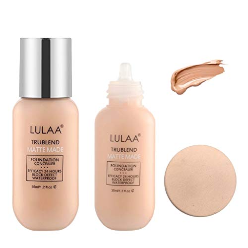 Product Cover Kidirt, Matte Foundation Full Coverage - 24 Hours Block defect Moisturizing Liquid Foundation - Waterproof Foundation Concealer Cream - Long Lasting face Primer with Makeup Puff (03#Skin Tone)