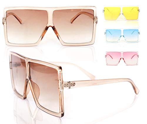 Product Cover Oversized Sunglasses for Women | Big Square Trendy Fashion UV Flat Top Rectangle Shades