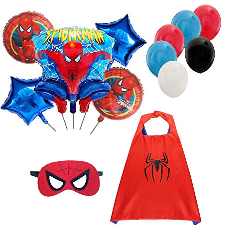 Product Cover Superhero Spiderman Costume Mask Cape Balloons for Boy Girl Kids Birthday Party Supply Decoration