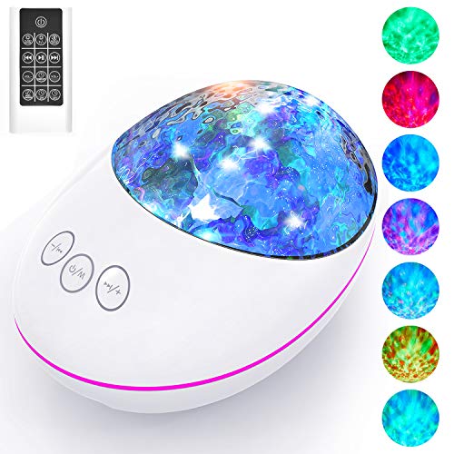 Product Cover Tinzzi Night Light Projector Ocean Wave, Remote Control and Timer Design Projection Lamp, Built-in 8 Light Songs Bluetooth Music Speaker 7 Colorful Lights for Kids, Adult Bedroom Living Room Decorat