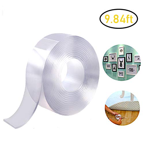 Product Cover Double Sided Tape Utron Nano Tape Traceless Washable Adhesive Tape Reusable Clear Double Sided Anti-Slip Nano Gel (9.84)