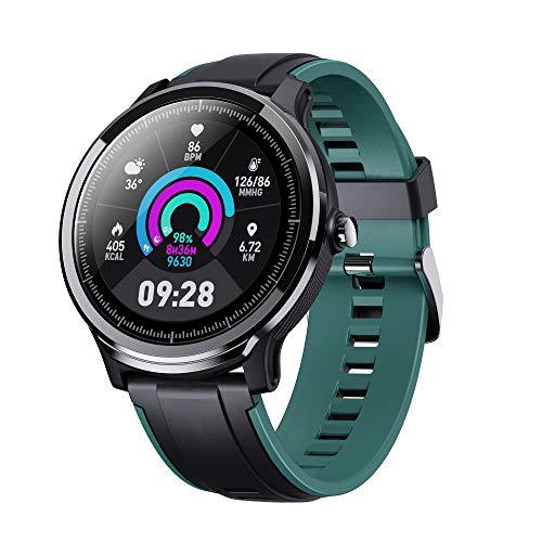 Product Cover GOKOO Smart Watch Sport Activity Tracker Waterproof Smartwatch for Men with Blood Pressure Heart Rate Sleep Monitor Breathing Train Step Distance Calorie Full Touch Camera Music Control (Black-Green)