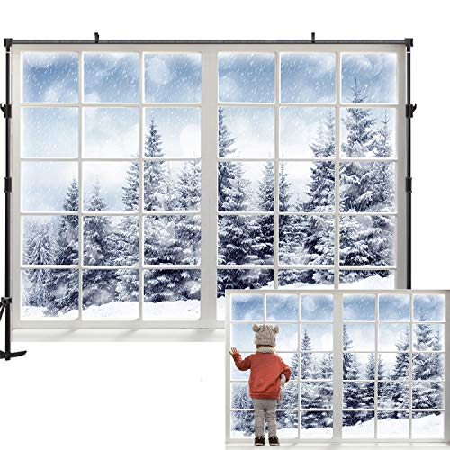 Product Cover Allenjoy 7x5ft Winter Backdrop Forest Winter Window Backdrop Winter Wonderland Backdrop Baby Newborn Winter Backdrops for Photography Props Winter Christmas Backdrop