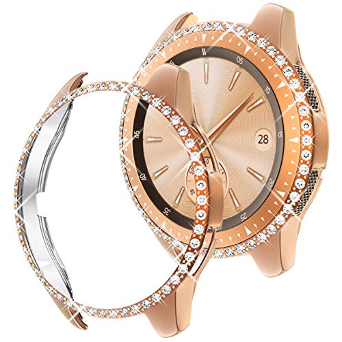 Product Cover Goton Compatible for Samsung Galaxy Watch 42mm Case Bling, Women Jewelry Crystal Diamond Watch Face Cover Shiny PC Case Protector for Galaxy Watch 42mm Bumper (Rosegold, 42mm)