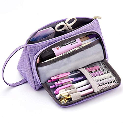 Product Cover Pen, Pencil & Marker Cases, Multiporpuse Use as Make up Bag Pencil Case Medicine Bag-Big Capacity Large Storage Stationery Organizer for School Supplies Office Beauty (Purple, 7.87x3.15x4.53inch)