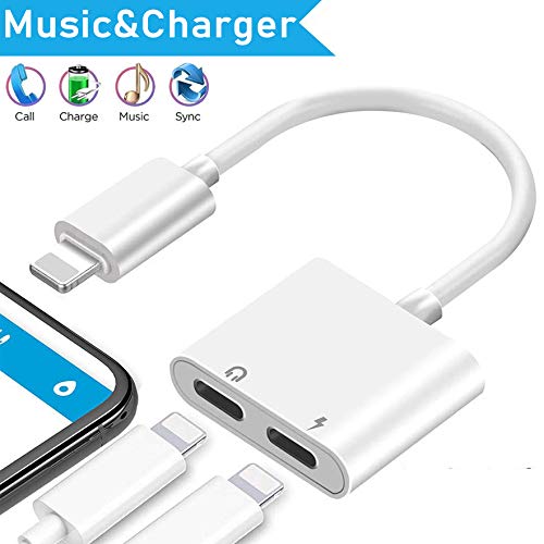 Product Cover Headphone jack adapter for iphone 11 Adapter splitter charger and headphones for iPhone Earphone dongle Compatible with iPhone 11/XR/XS/X/7/8 Audio & Charger & Call & sync Cable Support All iOS System