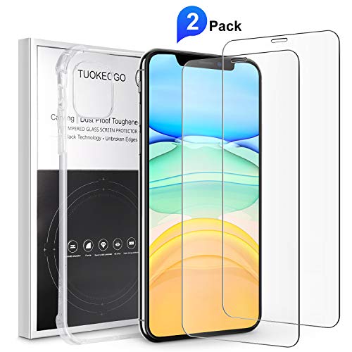 Product Cover iPhone 11 Pro Tempered Glass Screen Protector Anti Scratch(2 Pack) 5.8 inch TUOKEOGO Glass Screen Protector and Protective Case for iPhone 11 pro Large Arc Edge to Edge Full Coverage Glass Film