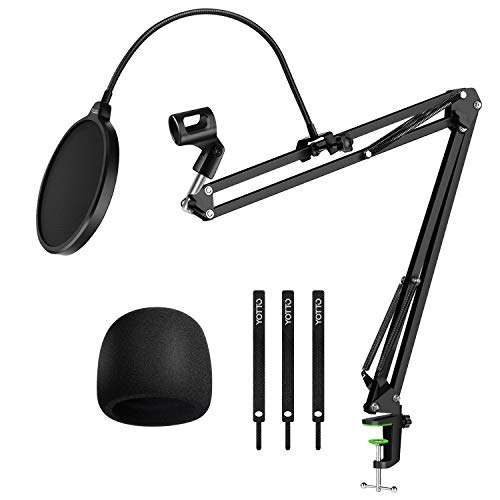 Product Cover YOTTO Adjustable Mic Stand for Blue Yeti Snowball Suspension Boom Scissor Arm Stand with Microphone Windscreen and Dual Layered Mic Pop Filter & Cable Ties