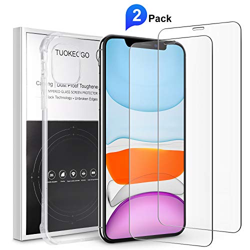 Product Cover iPhone 11 Pro Max Tempered Glass (2 Pack)with protective case,9H Hardness Unbreakable screen protector for 6.5 inch iPhone 11 Pro Max protective film Bubble-Free,Case-Friendly, Easy Installation