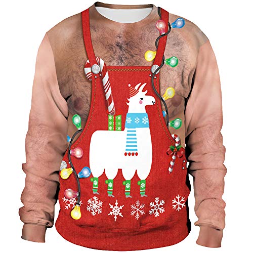 Product Cover Zyyfly Unisex Ugly Christmas Sweatshirts Funny 3D Digital Printed Xmas Pullover Sweater