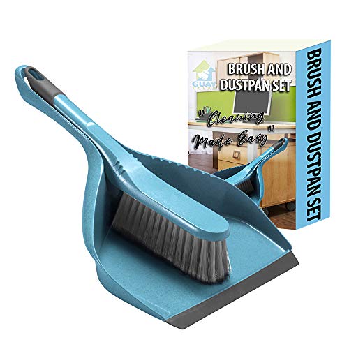 Product Cover Guay Clean Brush and Dustpan Set - Heavy Duty Cleaning Tool Kit - Collects Dust Dirt Debris - Small and Lightweight for Home Kitchen Office Floor - Blue