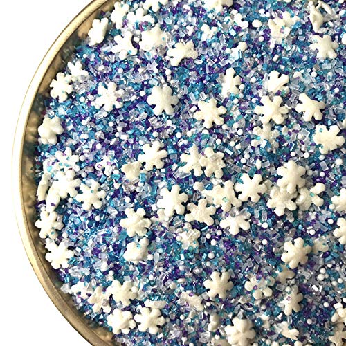 Product Cover Snowflake Crystals Sanding Sugar | Sprinkles | Snowflake Sprinkles | Blue Sugar | Blue Sprinkles | Cookie Sprinkles | Manvscakes | 8 Ounces