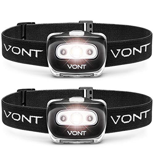 Product Cover Spark LED Headlamp Flashlight (2 PACK) Super Bright Head Lamp Suitable for Running, Camping, Hiking, Climbing, Includes Red Light, Headlamp for Adults & Kids, Vont
