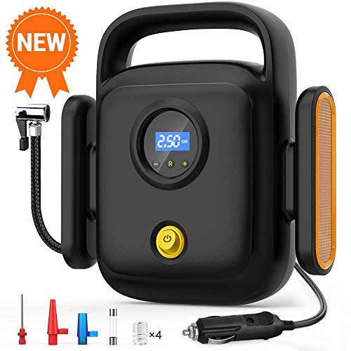 Product Cover Directtyteam Car Air Compressor Tire Inflator, 12V Portable Air Pump for Car Tires, Tire Pump with LED Light, Long Cable and Auto Shut Off Compatible with Car, Bicycle, Motorcycle, Balls, Inflatable