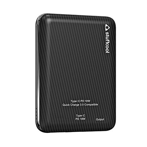 Product Cover Stuffcool Type C 18W Power delivery 10000 mAh Dual USB Fast Charging Li Polymer Fast Charging Mini Power Bank QC3.0 Compatible Textured Housing with Type-C to USB A Cable - Black