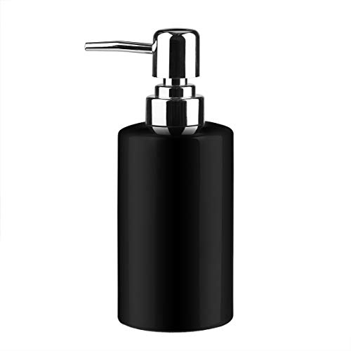 Product Cover Soap Dispenser 300ml/10oz Liquid Soap Pump Dish Soap Dispenser Ceramic Lotion Dispenser for Kitchen Bathroom Washroom (Black)