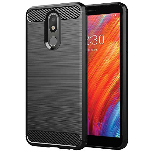 Product Cover GSDCB LG Aristo 4 Plus Case, LG Prime 2 case, LG Aristo 4 Case, Air Cushion Shockproof Carbon Fiber Protective Case with Brushed Texture Soft TPU Ultra Thin Slim Fit for Women Men Girl Kid Boy (Black)