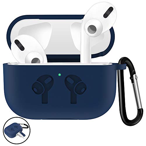 Product Cover FnKer AirPods Pro Case, 2019 Fully Protective Silicone AirPods Pro Accessory Solid Color Cover, Compatible with Apple AirPods Pro Wireless Charging Box (Front LED Visible) - Dark Blue