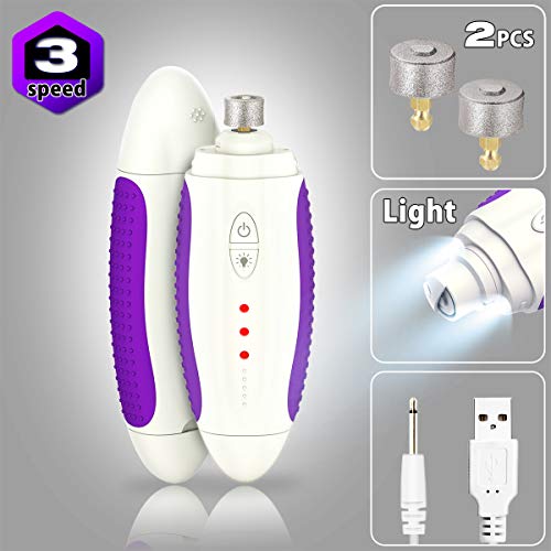 Product Cover 2020 Upgraded Dog Nail Grinder Electric Rechargeable Pet Nail Trimmer Painless Paws Grooming & Smoothing for Small to Large Dogs & Cats Powerful 3-Speed Motor Nail Clippers (3 Speed, White+Purple)