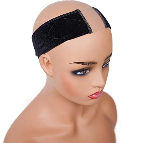 Product Cover Flexible Wig Grip Velvet Headband with Transparent Lace for Wigs Non-slip Hair Scarf for Women Hair Head Band with Adjustable Hook and Loop Fastener (Black)