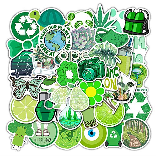 Product Cover efly Cute Stickers for Water Bottles Laptop 50 Pack,Waterproof Vinyl Stickers for Teens, Boys Girls Perfect for Laptop, Luggage, Skateboard, Motorcycle, Bicycle Decal Graffiti Patches (Green)