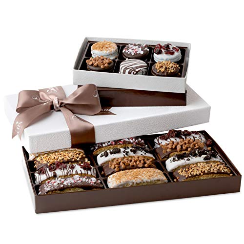 Product Cover Barnett's Chocolate Cookies & Biscotti Christmas Gift Baskets, Unique Gourmet Cookie Tower Gifts Holiday Food Ideas For Him Her Corporate Men Women Families Thanksgiving Valentines Fathers Mothers Day