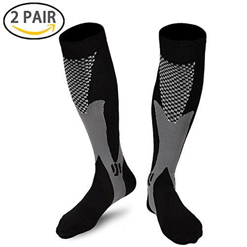 Product Cover Dabenie Compression Socks for Men & Women (2 Pair), Compression Stockings (20-30 mmHg) for Running, Medical,Flight Travel, Pregnancy, Shin Splints, Circulation & Recovery - Black