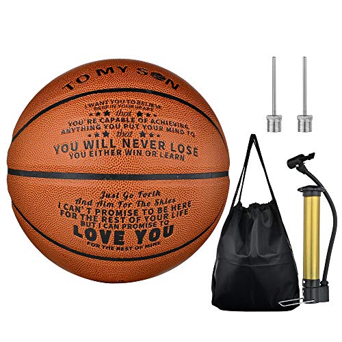 Product Cover CaleesLLC to My Son 29.5 Inch Basketball Engraved You Will Never Lose Encouragement Gift for Graduation Birthday
