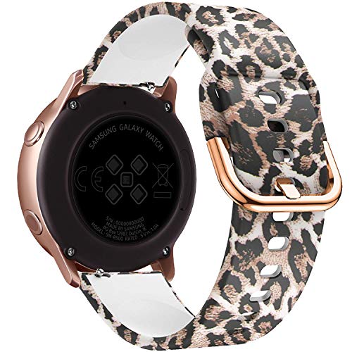 Product Cover FanTEK Band for Samsung Galaxy Watch Active (40mm) / Galaxy Watch Active2 (40mm & 44mm), 20mm Silicone Sport Quick Release Strap, Leopard