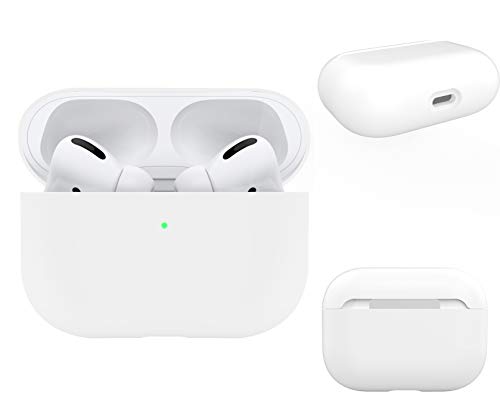 Product Cover DamonLight AirPods Pro Case [Front LED Visible][Supports Wireless Charging] Shock Proof Protective Cover for Airpods Pro Charging Case(White)