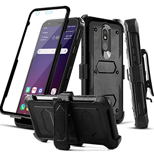 Product Cover Aetech Phone Case for LG Aristo 4 Plus +/ Prime 2 / Escape Plus / Tribute Royal/Arena 2/ Journey LTE/ K30 2019 with Belt Clip Screen Protector Kickstand Heavy Duty for Women Men Girls Boys - Black