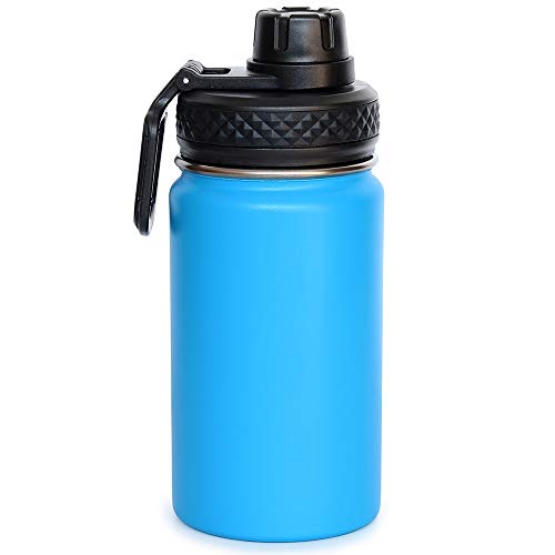 Product Cover Colorful PoPo Kids Stainless Steel Vacuum Insulated Wide Mouth Water Bottle with Spout Lid, 12 OZ - Blue