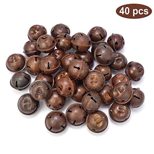 Product Cover Callenbach 40Pcs 35mm / 1.38inch Rusty Jingle Bells Decorative Vintage Rusted Metal Bells with Star-Shape Cutouts for Christmas Holiday Home DIY Crafts Decoration