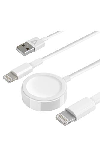 Product Cover TechnoPad 3-in-1 iWatch Charging Cable with 2 Phone Cords; Version 2.0: Stable and Safe Charger Compatible with iWatch Series 5/4/3/2/1, iPhone 11(pro)/XS(max)/XR/X/8(Plus)/7(Plus)/6(Plus)/5 AirPods