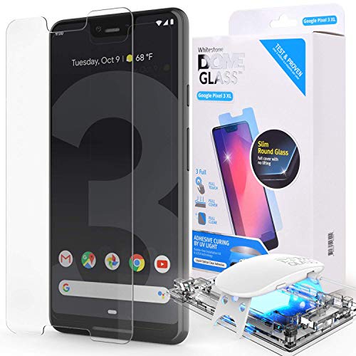 Product Cover Dome Glass Google Pixel 3 XL Screen Protector Tempered Glass Shield, Liquid Dispersion Tech for Full Edge of Screen Coverage, Easy Install with UV Light by Whitestone for Google Pixel 3XL - One Pack