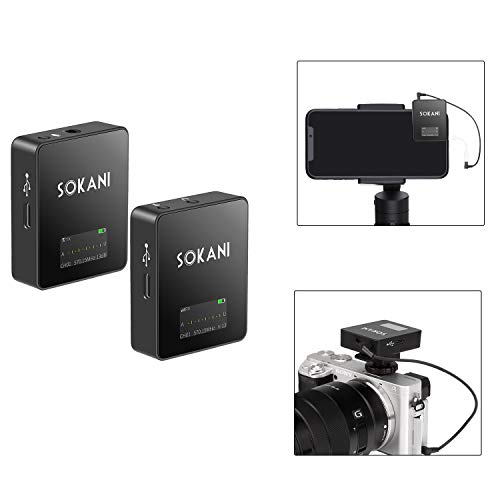 Product Cover SOKANI TINY UHF Wireless Lavalier Microphone System Lapel Lav Mic for DSLR Cameras Phone iPhone Android Smartphone Canon Nikon Sony Camcorder YouTube
