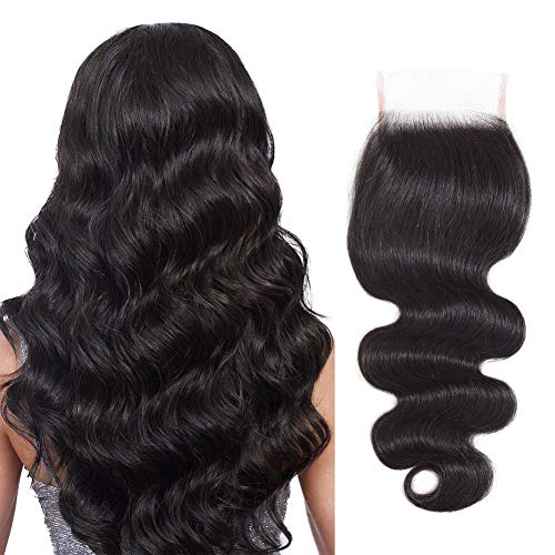 Product Cover 10A Body Wave 4x4 Lace Closure Free Part Closure Human Hair Unprocessed Virgin Brazilian Hair Closure Cuticle Aligned (14 inch, 4x4 closure)