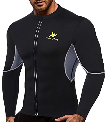 Product Cover NINGMI Men Long Sleeve Sweat Sauna Shirt Neoprene WeightLoss Workout Zip Jacket